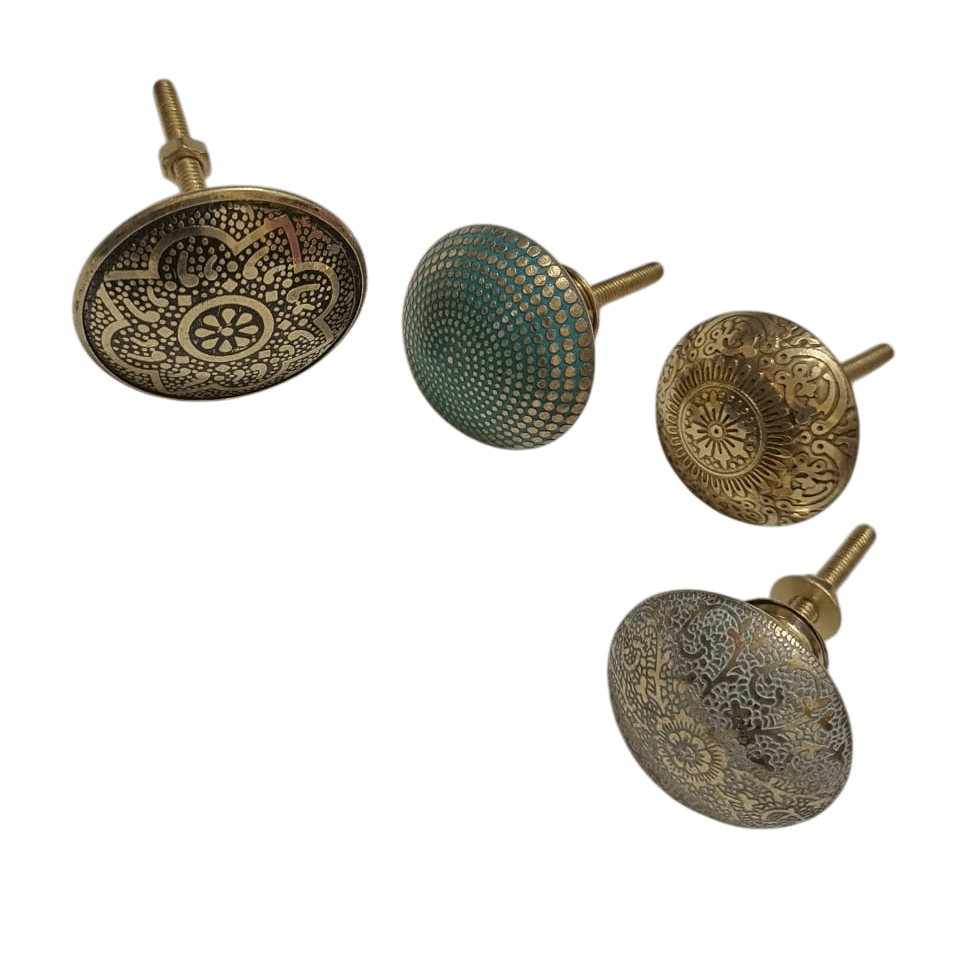 IRON & BRASS ETCHING KNOB (POLISH) 4 DESIGN